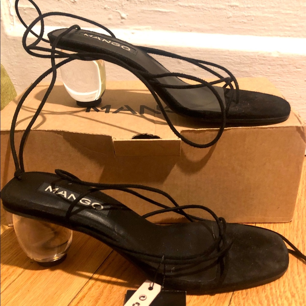 Black tie up heels